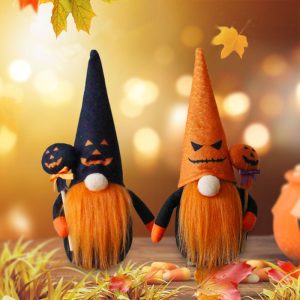 Set of 2 Halloween Gnomes Plush Decor